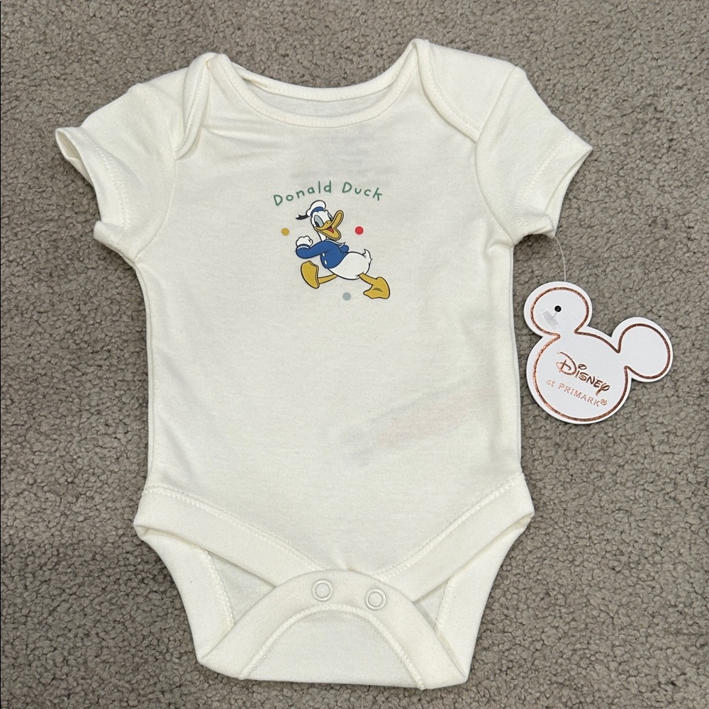Disney Cream Donald Duck Baby Onesie